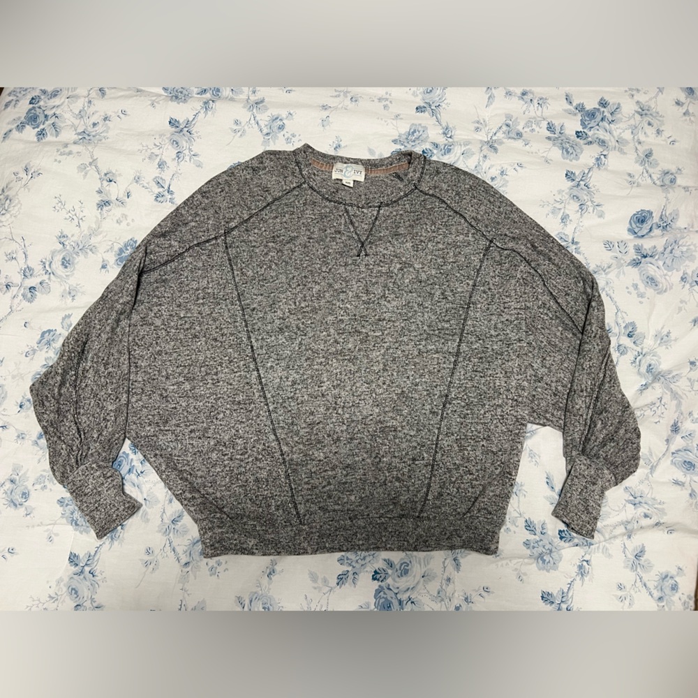 Jun & Ivy Gray Lounge Comfort Stretch Cozy Soft Long Sleeve Shirt XXS Women’s